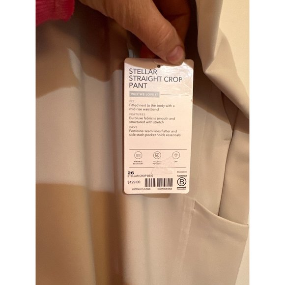 NWT Athleta beige Stellar Straight Crop Pants size 26 - Picture 7 of 11
